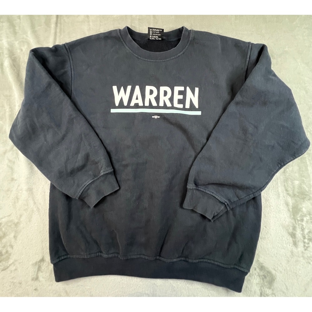 Bayside Sweatshirt Mens Large Black Warren Graphic Crewneck Made in USA